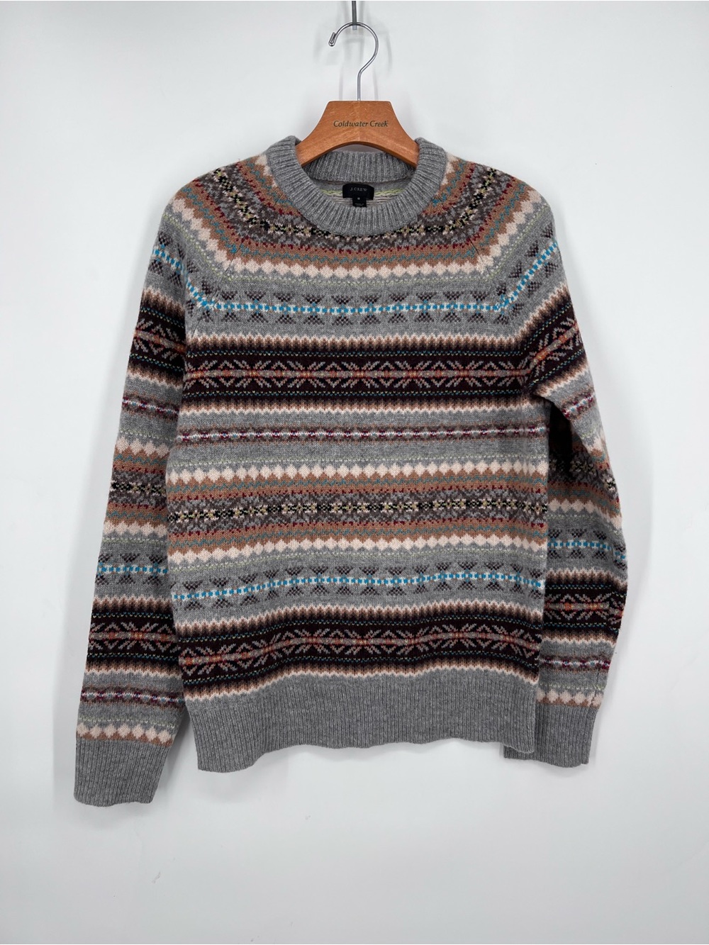 J. Crew Men’s Lambswool Fair Isle Pattern Crewneck Sweater Small